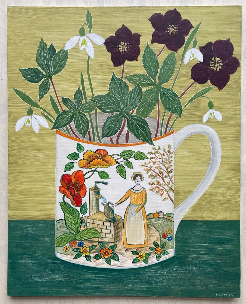 Image of Snowdrop and Hellebore painting for Allison