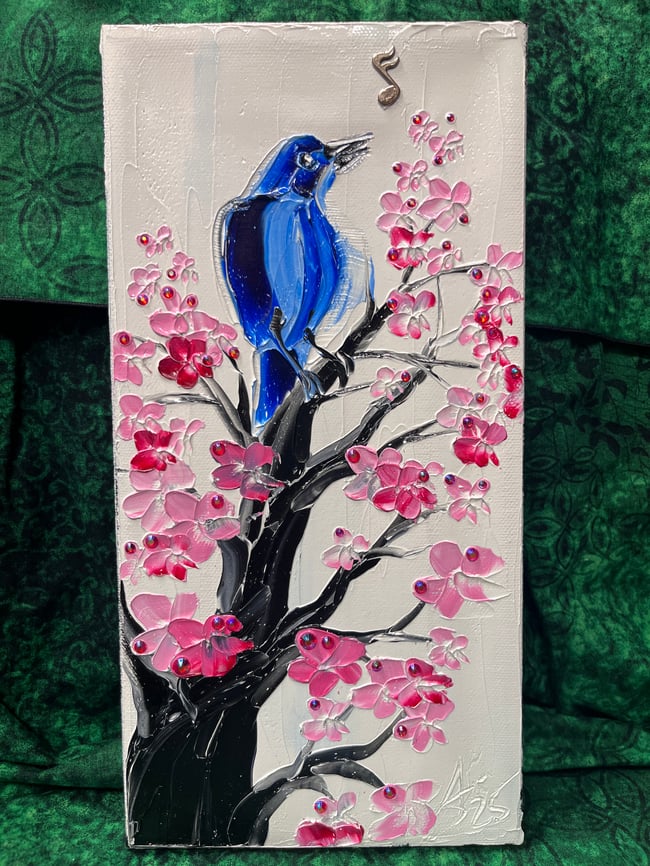 “Singing in the Sakura” - 6”x12” oil on canvas, ready to ship TODAY!