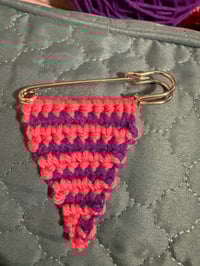  Crochet triangle safety pin brooch # 1