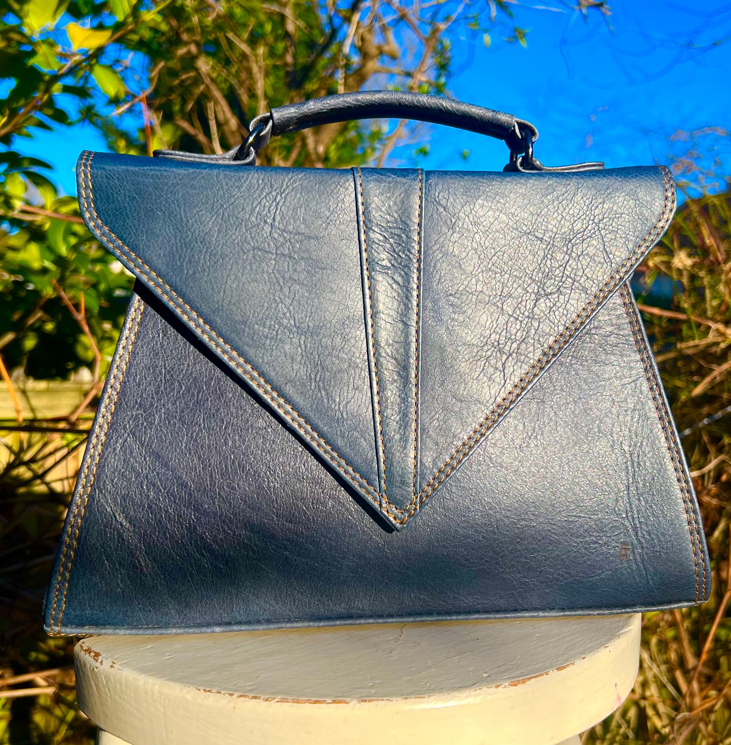 Image of Recycled Leather Triangle #57B