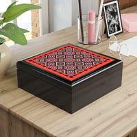 Image 2 of Jewelry Box - Red Geometric Mosaic Keepsake Box