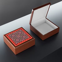 Image 5 of Jewelry Box - Red Geometric Mosaic Keepsake Box
