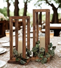 Image 1 of Handcrafted Wood Candle Lantern: Rustic Farmhouse Wedding Centerpiece