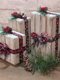Image 5 of Rustic Farmhouse Faux Wood Presents: Holiday Mantle Decor (Set of 3)