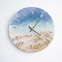 Image 5 of Modern Coastal Ocean Blue Resin Wall Clock