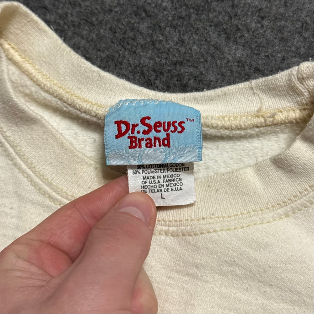 Image of 1990s Dr Seuss Cat in the Hat Pop Art Graphic Crewneck Sweatshirt 