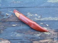 Image 12 of Slöyd Knife Wild Cherry Handle Wood Carving Puukko Style Leather Sheath 