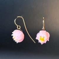 Image 2 of Pink Blooms Art Glass Earrings