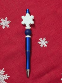 White and blue Snowflake pen 
