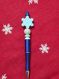 Teal Snowflake pen 