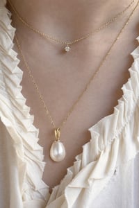 Image 3 of Shell Pearl Drop Necklace