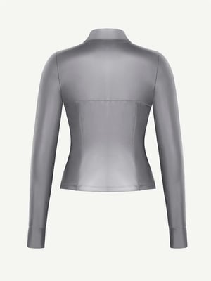 Silver Film Long Sleeve Thumb Hole Sports Top