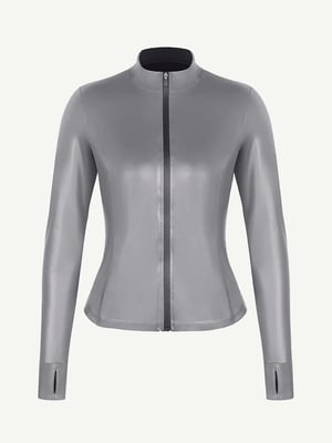 Silver Film Long Sleeve Thumb Hole Sports Top