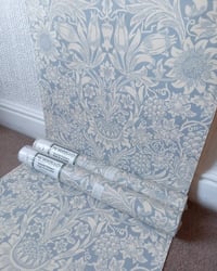 1980s Vintage Morris & Co Wallpaper Rolls - Sunflower Dusky Blue Traditional - (Set of 2 or 3 Rolls) – detail view 6