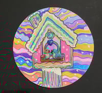 Image 1 of Pastel Mixed Media Pop Art Birdhouse with Birdies