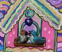 Image 2 of Pastel Mixed Media Pop Art Birdhouse with Birdies