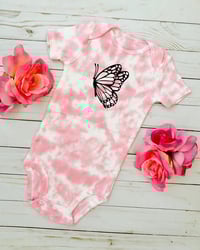Image 2 of Pink Tie Dye Butterfly Girls Baby Bodysuit Boho Baby Top Baby Shower First Birthday Gift 