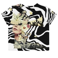 Image 9 of Fragments - All Over Print Crop Tee - Crop Top - Black and White - Botanical 