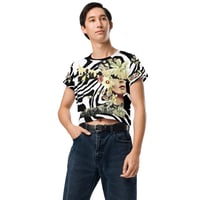 Image 5 of Fragments - All Over Print Crop Tee - Crop Top - Black and White - Botanical 