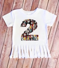 Image 1 of Jack & Sally Birthday Fringe Girl’s Birthday Shirt Boho Party Top