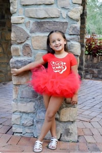 Image 2 of Love Bug Fluffy Tutu Leotard Bodysuit Girl’s Valentine’s Day Tulle Dress 