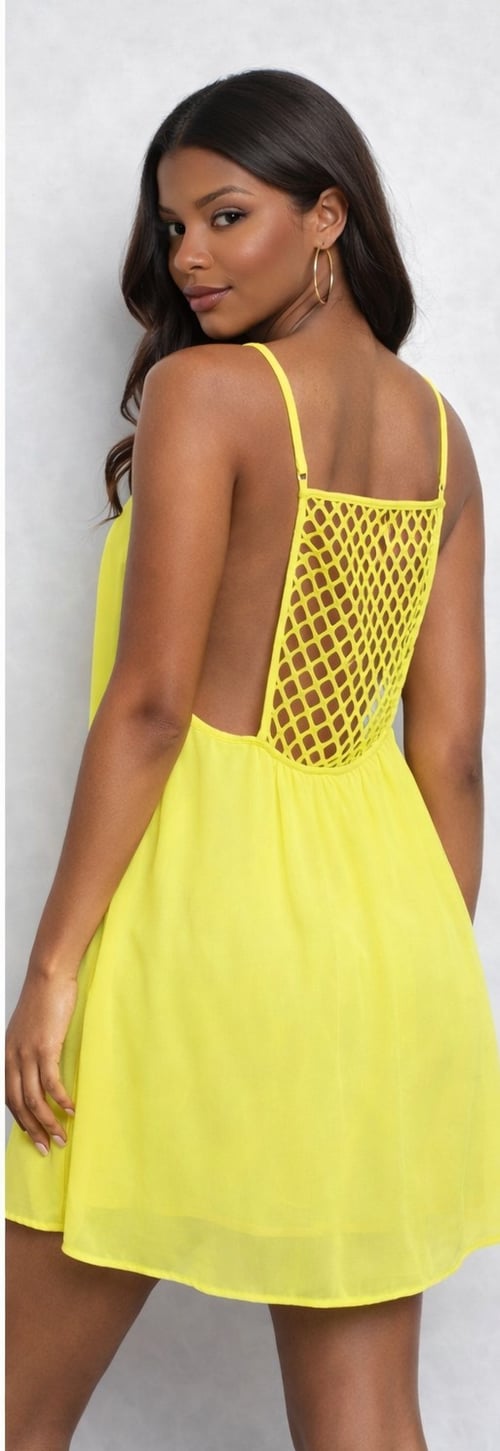 Image of Neon Yellow Halter Dress 