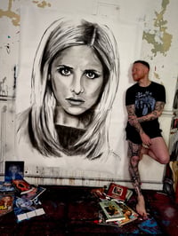 Image 1 of HUGE Buffy The Vampire Slayer CHARCOAL DRAWING