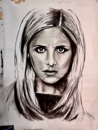 Image 3 of HUGE Buffy The Vampire Slayer CHARCOAL DRAWING