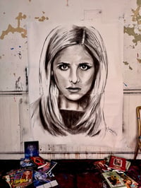 Image 4 of HUGE Buffy The Vampire Slayer CHARCOAL DRAWING
