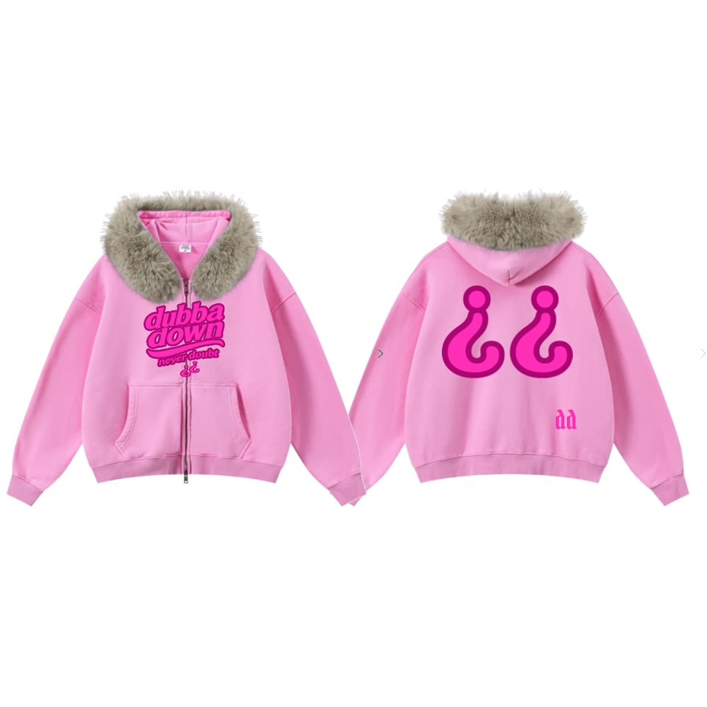 Image of Limited Edition Dubba Down Faux Fur Hoodie (Pink)