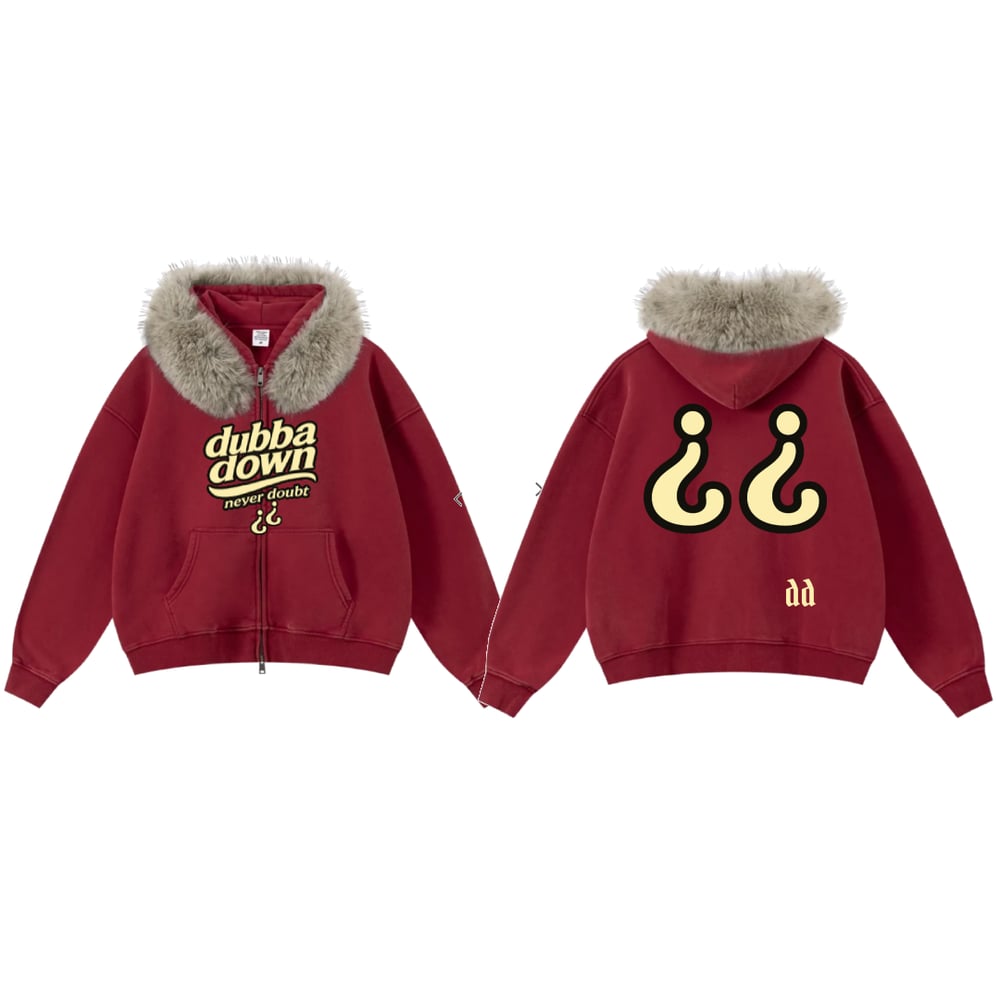 Image of Limited Edition Dubba Down Faux Fur Hoodie  (Rust Red)