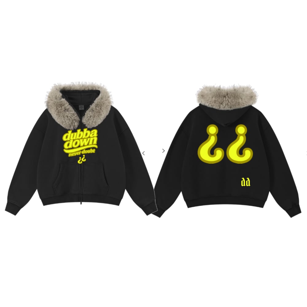 Image of Limited Edition Dubba Down Faux Fur Hoodie  (Black)