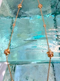 Image 1 of 14k solid gold diamond plumeria station necklace 