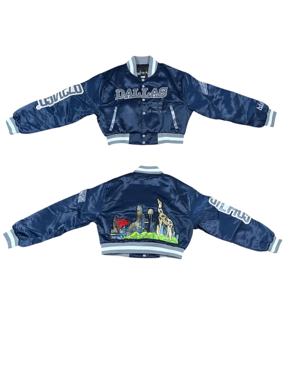 Image of Ladies Crop Navy Dallas City Collab Jacket