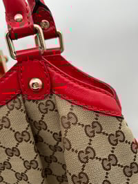 Image 5 of Gucci Sukey GG Canvas Red Leather Top Handle Shoulder Bag