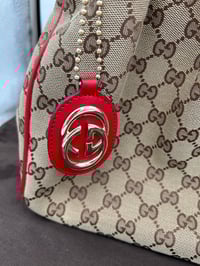 Image 2 of Gucci Sukey GG Canvas Red Leather Top Handle Shoulder Bag