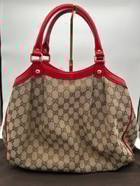 Image 7 of Gucci Sukey GG Canvas Red Leather Top Handle Shoulder Bag