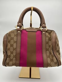Image 1 of Gucci Mini Pink & Brown Leather GG Canvas Boston Bag 