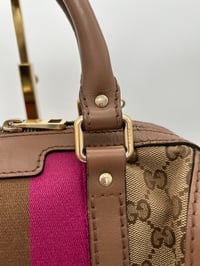 Image 4 of Gucci Mini Pink & Brown Leather GG Canvas Boston Bag 