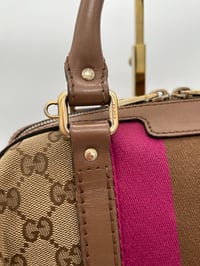 Image 2 of Gucci Mini Pink & Brown Leather GG Canvas Boston Bag 