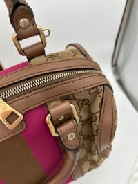 Image 9 of Gucci Mini Pink & Brown Leather GG Canvas Boston Bag 