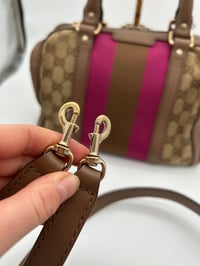 Image 25 of Gucci Mini Pink & Brown Leather GG Canvas Boston Bag 