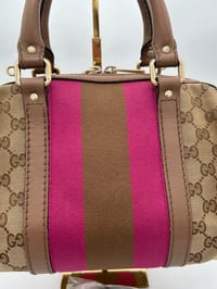 Image 13 of Gucci Mini Pink & Brown Leather GG Canvas Boston Bag 