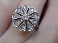 Image 5 of FRENCH EDWARDIAN 18CT YELLOW GOLD NATURAL OLD CUT DIAMOND CLUSTER RING