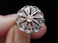 Image 7 of FRENCH EDWARDIAN 18CT YELLOW GOLD NATURAL OLD CUT DIAMOND CLUSTER RING
