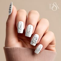 Image 1 of 2PC LOVE SCRIPT VALENTINES DAY NAIL DECALS 