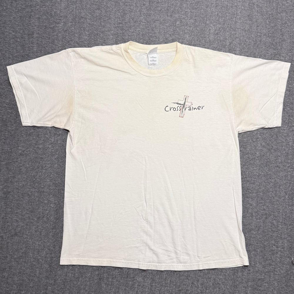 Image of 1990s Cross Trainer Jesus Religious Graphic Tee Shirt 