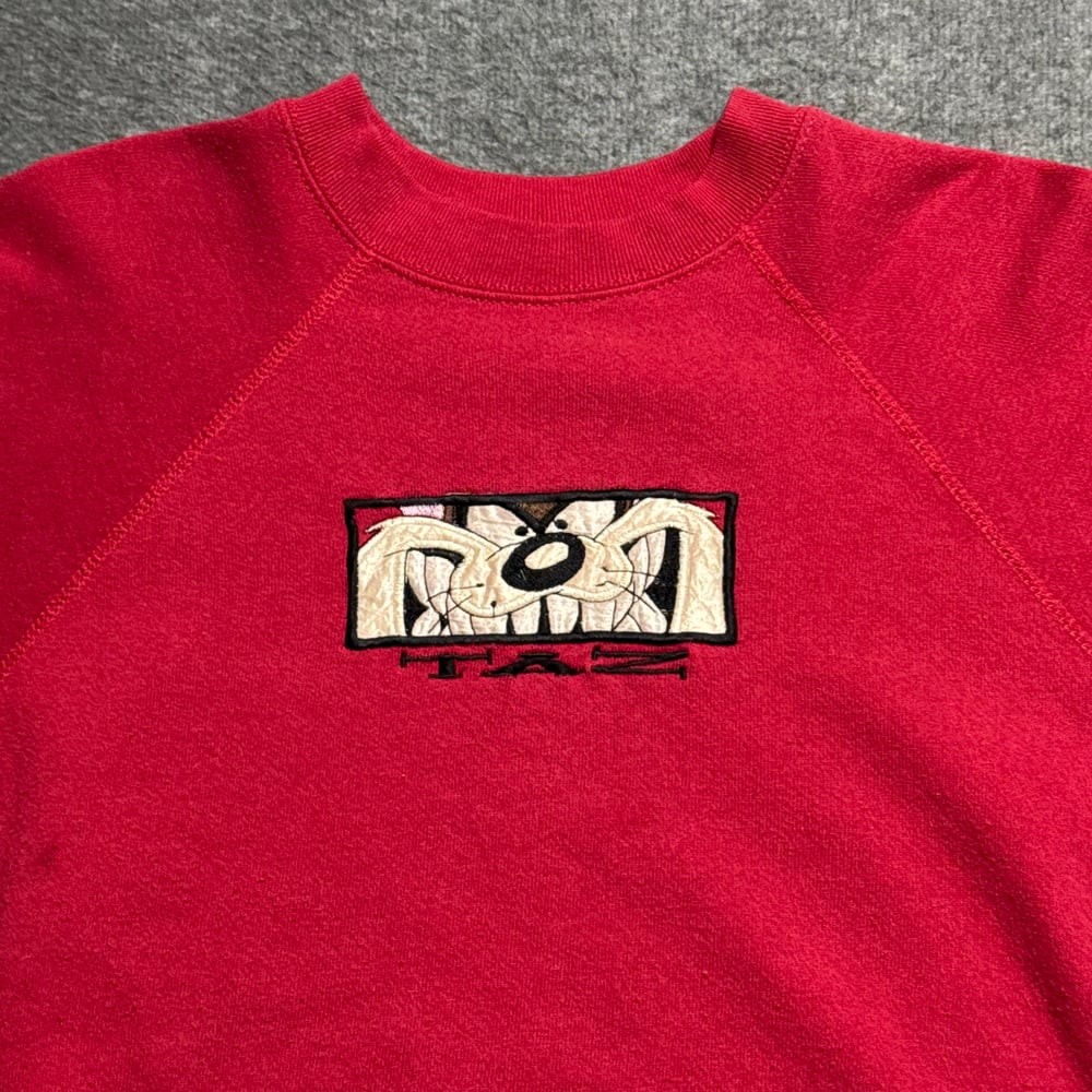 Image of 1990s Taz Looney Tunes Embroidered Crewneck Sweatshirt