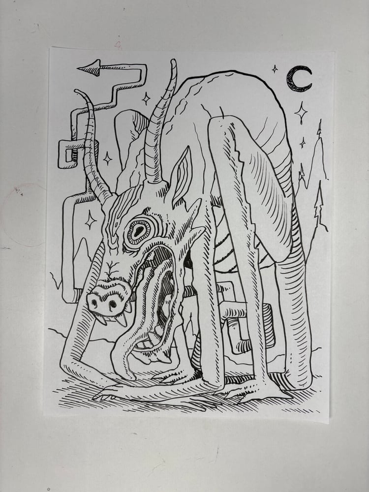 Image of Original Contorted Dragon Drawing