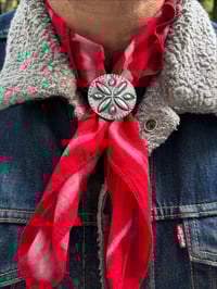 Image 1 of WL&A Handmade Repoussé Sunburst Silver Peace Dollar & Ingot Rag Slide / Rings